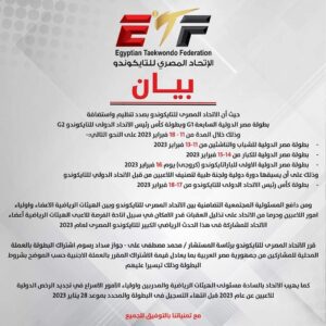 بطولة مصر الدولية للتايكوندو لأول مرة علي ارض مصر 