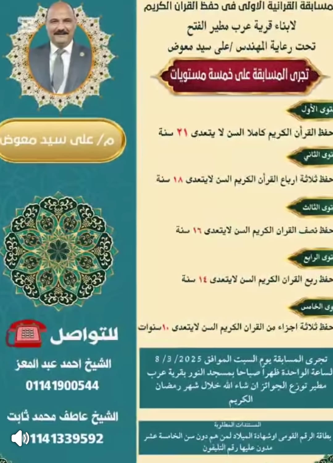 على سيد معوض راعى مبادرة وطن بلا ثأر وبلا منازاعات