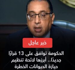 الحكومة توافق على 13قرارآ جديدة أبرزها لائحة تنظيم حيازة الحيوانات الخطرة