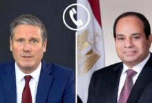 الرئيس السيسي تلقي اليوم اتصالاً هاتفياً من رئيس وزراء المملكة المتحدة "كير ستارمر"