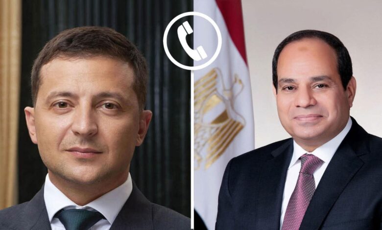 اتصال هاتفي بين الرئيس السيسي والرئيس الأوكراني "فولوديمير زيلينسكي"