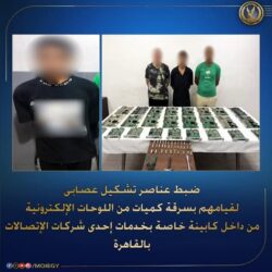 ضبط تشكيل عصابي لسرقة اللوحات الإلكترونية من داخل كابينة خاصة بالاتصالات.