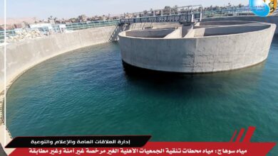مياه سوهاج: مياه محطات تنقية الجمعيات الأهلية الغير مرخصة غير آمنة وغير مطابقة للمواصفات القياسية لجودة مياه الشرب