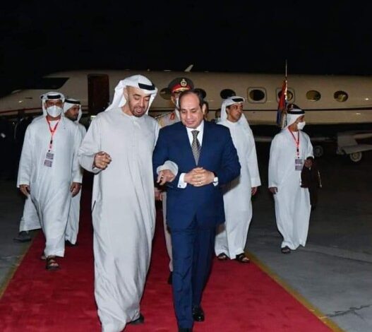 الرئيس السيسي إستقبل اليوم بمطار العلمين، رئيس دولة الإمارات العربية المتحدة
