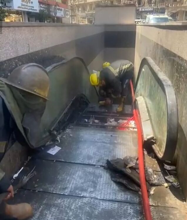 شرارة أسفل سلم المشاة تشعل ميدان إبراهيم باشا "عابدين" .. والحماية المدنية تسيطر