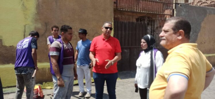 شباب القليوبية يجملون مركز نقباس ببنها في مبادرة تطوعية