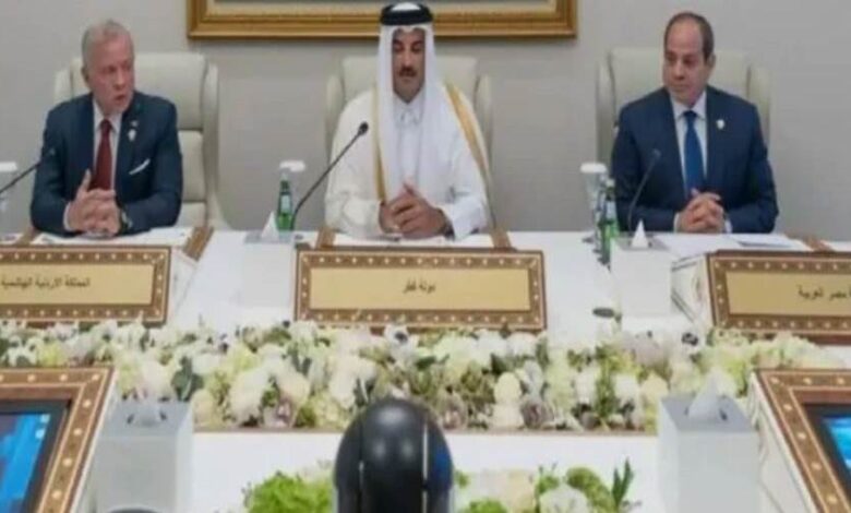 الرئيس السيسي يشارك في مؤتمر عبر تقنية "الفيديو" في العاصمة القطرية الدوحة. 