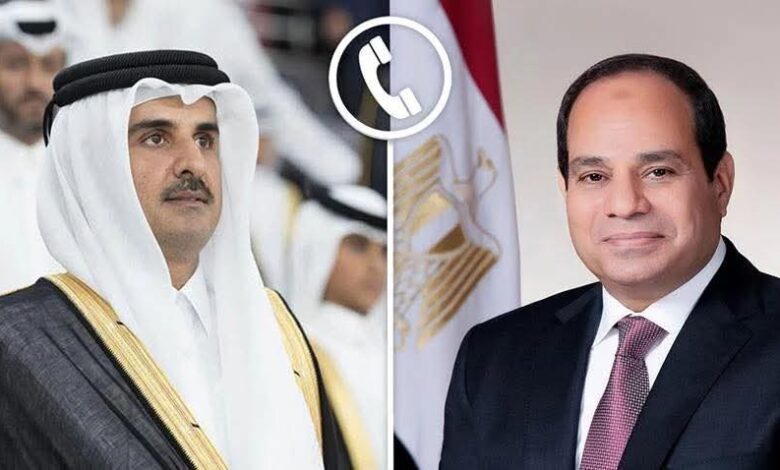 الرئيس السيسي أجري اليوم اتصالًا هاتفيًا بسمو أمير دولة قطر