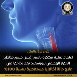 لأول مرة.. إعتماد تقنية مبتكرة بـإسم رئيس قسم مناظير الجهاز الهضمي ببورسعيد. 