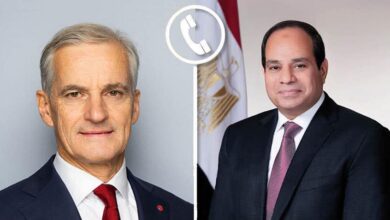  الرئيس السيسي تلقي اليوم إتصالًا هاتفياً من رئيس وزراء مملكة النرويج