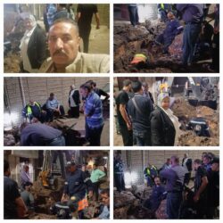 قيادات حزب الجيل الديمقراطي وجريدة " المساء العربي " يتابعون إصلاح كسر ماسورة مياه بالوليدية .