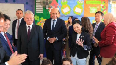 وزير التربية يصطحب الأميرة أكيكو من العائلة الإمبراطورية اليابانية بزيارة للمدرسة المصرية اليابانية. بمنطقة.