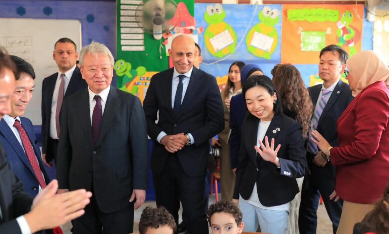 وزير التربية يصطحب الأميرة أكيكو من العائلة الإمبراطورية اليابانية بزيارة للمدرسة المصرية اليابانية. بمنطقة.