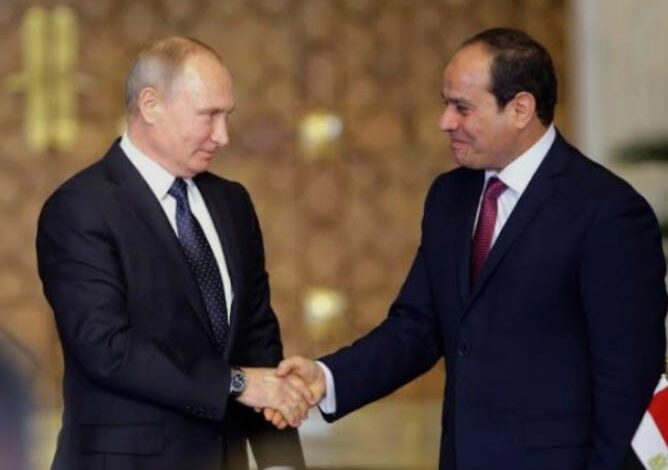 السيسى وبوتين يشاركان في تركيب وعاء ضغط المفاعل للوحدة النووية الأولى