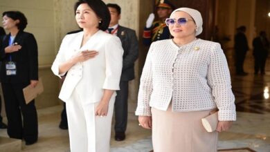 السيدة انتصار السيسي تعرب عن سعادتها وترحيبها بقرينة رئيس جمهورية كوريا الجنوبية