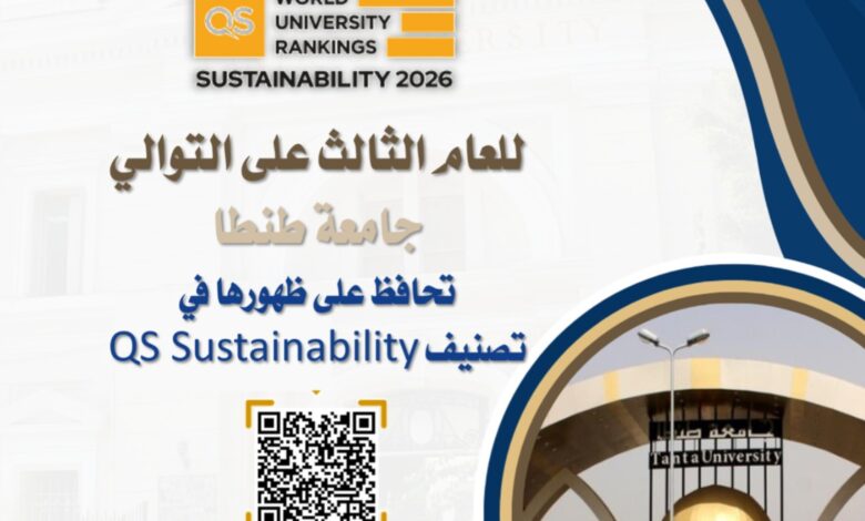 جامعة طنطا تحافظ على ظهورها في تصنيف QS Sustainability للعام الثالث على التوالى