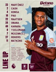 ساكا و واتكينز .. يقودان تشكيل أرسنال وأستون فيلا بـ الدوري الإنجليزي