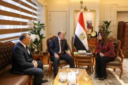 عبر الكونفرانس: وزيرة التنمية ومستشار رئيس الجمهورية يبحثان مع المحافظين أوجه استغلال الأراضي المستردة.