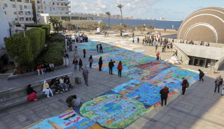 مكتبة الإسكندرية والكشف عن اكبر لوحه مرسومه في العالم