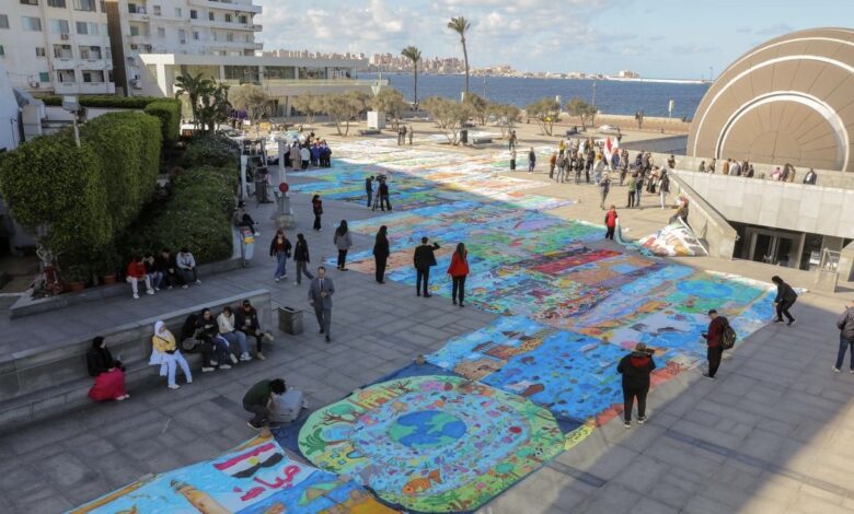 مكتبة الإسكندرية والكشف عن اكبر لوحه مرسومه في العالم