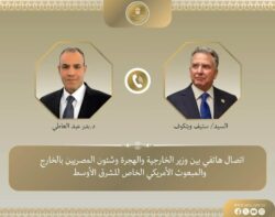 وزير الخارجية يبحث هاتفيا مع المبعوث الأمريكي الخاص للشرق الأوسط التطورات الإقليمية