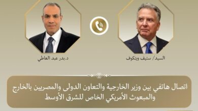 وزير الخارجية يبحث مع ستيف ويتكوف تسريع تنفيذ ترتيبات غزة وإعادة الإعمار