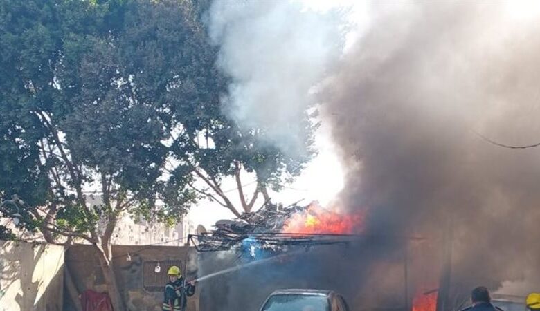 خسائر مادية كبيرة في ح-ريق سوق مجمع المصانع بالزاوية الحمراء