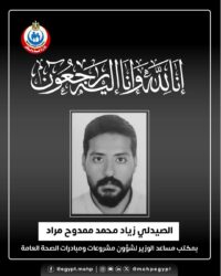 وزير الصحة ينعي صيدلي من فريق عمل مبادرات الصحة بديوان عام الوزارة