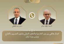 إتصال هاتفي بين وزير الخارجية ورئيس الوزراء اللبناني